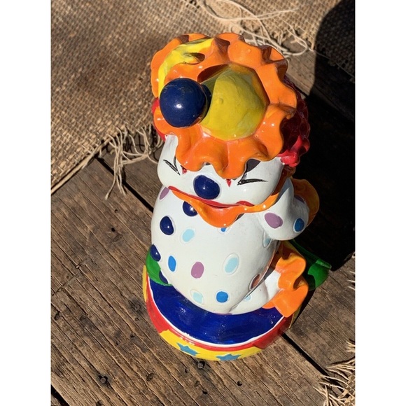 Vintage Clown Piggy Bank Collectible Colorful Display Decor Strange GRUNGE - Picture 9 of 11